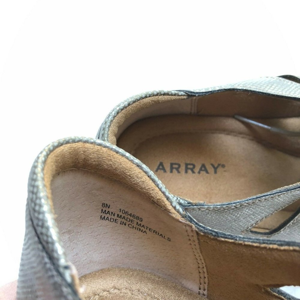 Array Beverly Silver Leather Snakeprint Peep Toe … - image 4